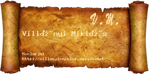Villányi Miklós névjegykártya